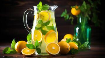 ai genererad citrus- citronsaft med is foto