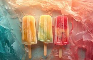 ai genererad de popsicles i detta bild är tillverkad från en kombination av vattenmelon foto