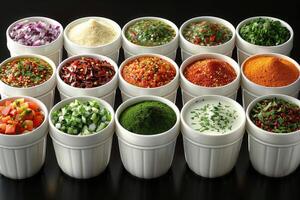 ai genererad organisk krydda pulver ett grundläggande krav för utsökt mat reklam mat fotografi foto
