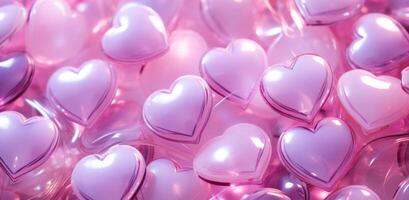 ai genererad rosa hjärta bakgrund med många rosa hjärtan foto