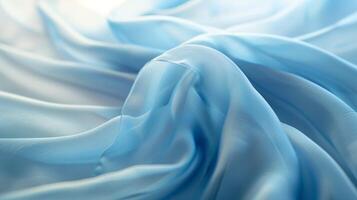 ai genererad mjuk blå silke tyg med elegant veck generativ ai foto