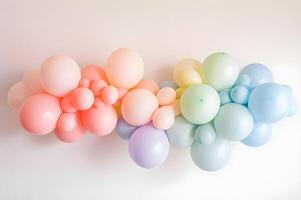 ai genererad glad ballong fiesta dynamisk och färgrik fest bakgrund foto