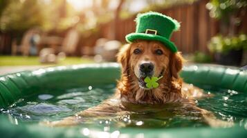 ai genererad hund fira st. Patricks dag i slå samman foto