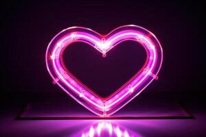ai genererad iögonfallande neon hjärta formad. generera ai foto