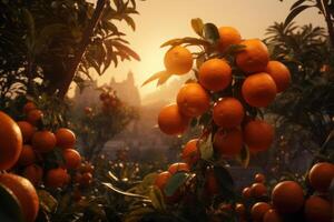 ai genererad vibrerande orange frukt Foto. generera ai foto