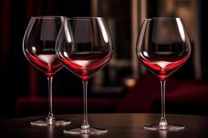 ai genererad elegant röd vin glasögon. generera ai foto