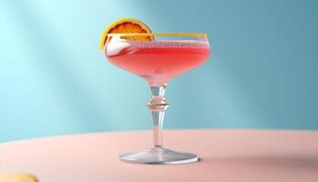 ai genererad uppfriskande sommar cocktail med färsk frukt och is i Martini glas genererad förbi ai foto