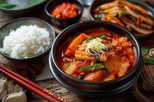 ai genererad asiatisk kök. koreanska kimchi. mat foto