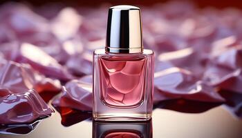 ai genererad lyx parfym flaska speglar elegans och kvinnlighet i rosa genererad förbi ai foto