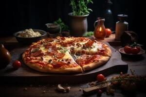 ai genererad pizza hemlagad mellanmål. generera ai foto