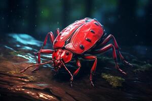 ai genererad röd insekt insekt illustration. generera ai foto