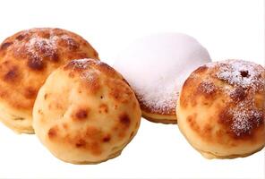ai genererad populär dansih pannkaka bollar isolerat på vit bakgrund foto
