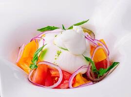 sallad med traditionell italiensk burrata ost foto