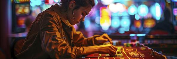 ai genererad person spelar blackjack i en kasino. generativ ai foto