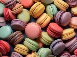 ai genererad mönster av färgrik macaroons foto