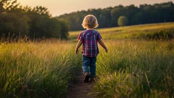 ai genererad natur promenad uppskattar de skönhet av de utomhus med mamma foto