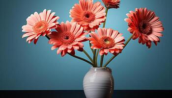 ai genererad en skön bukett av gerbera prästkragar, symboliserar kärlek och skönhet genererad förbi ai foto