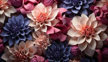ai genererad abstrakt blommig design i vibrerande färger, en gåva av kärlek genererad förbi ai foto