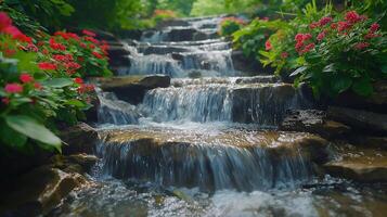 ai genererad skön natur vattenfall scen foto