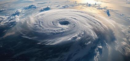 ai genererad orkan närmar sig de amerikan kontinent synlig ovan de jord , en se från de satellit foto