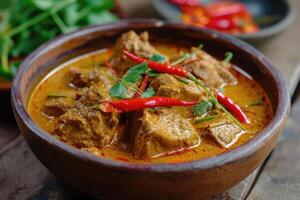 ai genererad Upptäck de rikedom, aromatisk get curry glädje gulai kambing. generativ ai foto