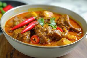 ai genererad Upptäck de rikedom, aromatisk get curry glädje gulai kambing. generativ ai foto