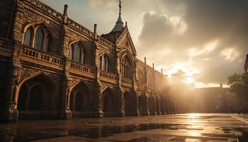 ai genererad gotik katedral står lång, en medeltida monument av andlighet genererad förbi ai foto