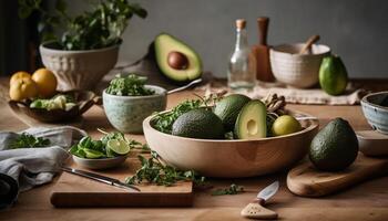 ai genererad färsk avokado, organisk grönsak, friska äter, natur gourmet mellanmål genererad förbi ai foto