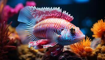 ai genererad under vattnet skönhet färgrik fisk simning i en tropisk rev genererad förbi ai foto