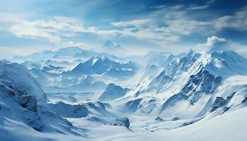 ai genererad majestätisk berg räckvidd, frysta landskap, lugn arktisk äventyr genererad förbi ai foto