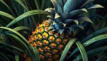 ai genererad friskhet och sötma i en tropisk ananas frukt genererad förbi ai foto