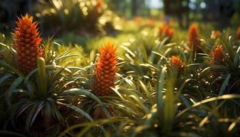 ai genererad stänga upp av en vibrerande gul blomma i natur genererad förbi ai foto