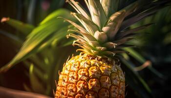 ai genererad friskhet och sötma av mogen ananas i natur genererad förbi ai foto