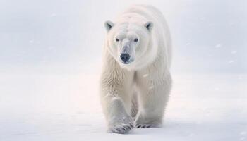 ai genererad söt arktisk däggdjur gående på frysta snö genererad förbi ai foto