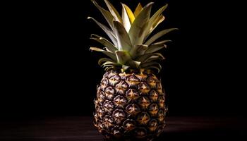 ai genererad friskhet och sötma i en tropisk ananas skiva genererad förbi ai foto