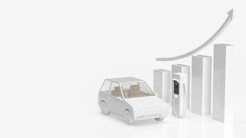 de vit bil och elektrisk station för ev bil begrepp 3d tolkning. foto