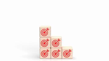 de mål ikon på trä kub för företag begrepp 3d tolkning foto