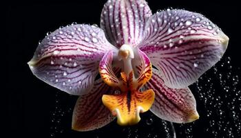 ai genererad lila orkide blomma i natur, elegans och skönhet genererad förbi ai foto
