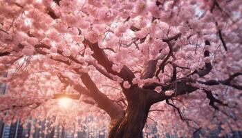 ai genererad körsbär blomma träd i full blomma, natur skönhet genererad förbi ai foto