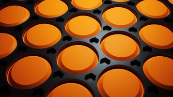 ai genererad dynamisk orange konstruktion tallrik Utsmyckad med djärv svart cirklar, en vibrerande industriell påstående. ai genererad. foto