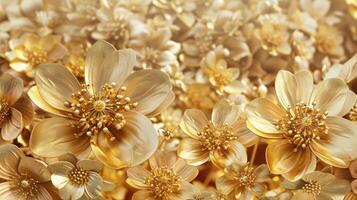ai genererad lyxig guld blommor tapet bakgrund lägger till elegans, ai genererad. foto