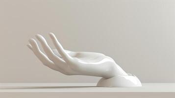 ai genererad elegant kvinna hand gest vit skulptur, kvinna Tillbehör konst Smycken bakgrund foto