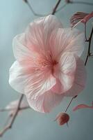 ai genererad rosa hibiskus blomma isolerat på en vit bakgrund. stänga upp. foto