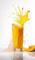 ai genererad glas av färsk mango juice foto