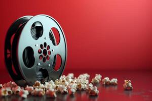ai genererad filma rulle och popcorn i de begrepp av film natt eller underhållning foto