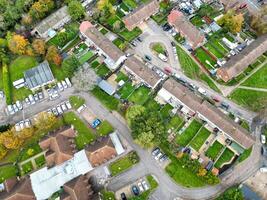 antenn se av bostads- distrikt och verklig egendom hem på hemel hampstead stad av England Storbritannien. november 5:e, 2023 foto