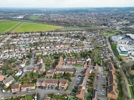 hög vinkel se av central hattfält stad hertfordshire av England, bra Storbritannien. Mars 9:e, 2024 foto