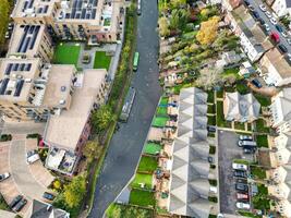 antenn se av bostads- distrikt och verklig egendom hem på hemel hampstead stad av England Storbritannien. november 5:e, 2023 foto