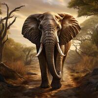 ai genererad afrikansk vild elefant foto