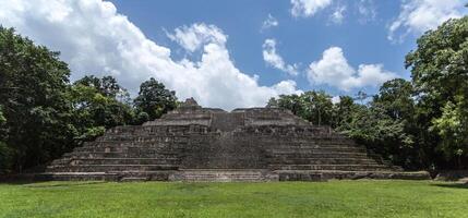 lamanai arkeologisk boka mayan mast tempel i belize djungel foto